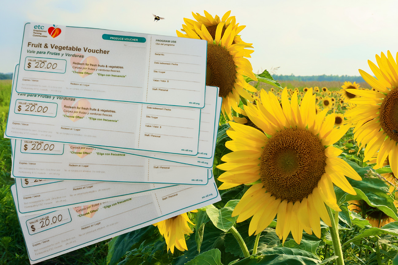 ETC $20 Fruit & Vegetable Voucher — bilingual English/Spanish, Choose Often · Elige con frecuencia